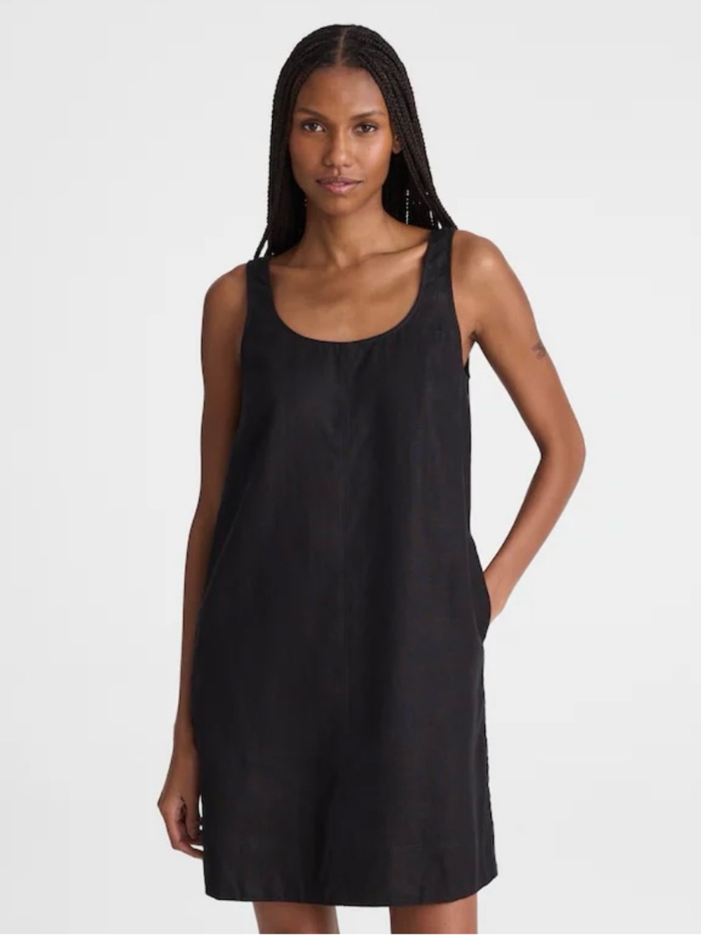 Madewell Scoopneck Mini Shift Dress in 100% Linen - Picture 2 of 8